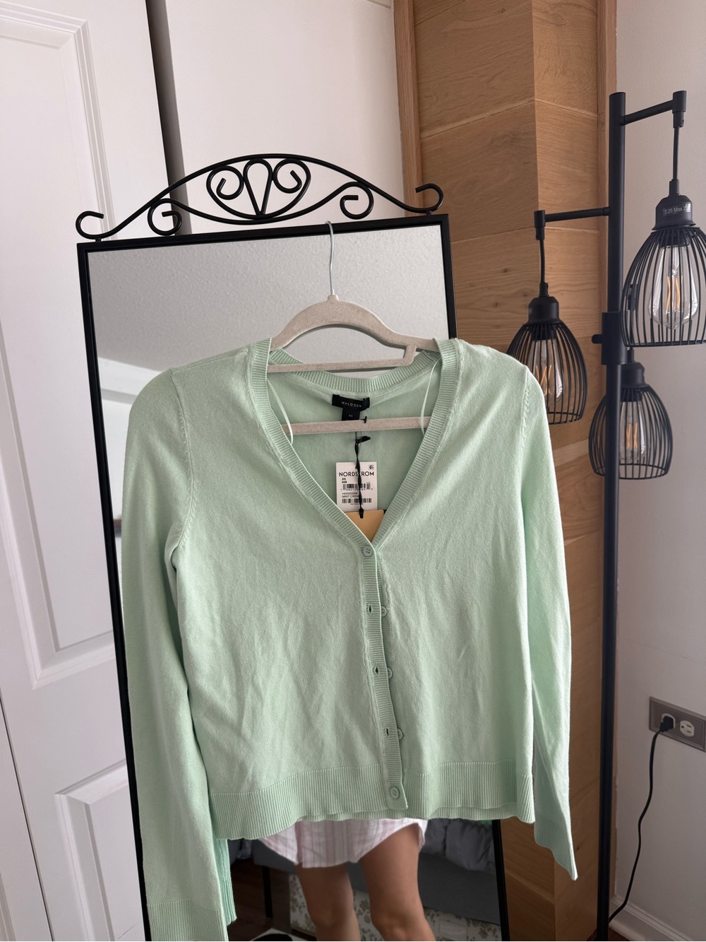 Halogen Mint Cream V-Neck Button Cardigan